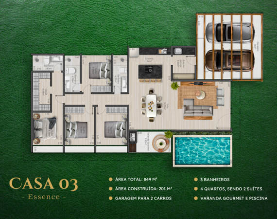 Casa em Araras à Venda com Vista para Natureza e 4 Quartos Planta Baixa