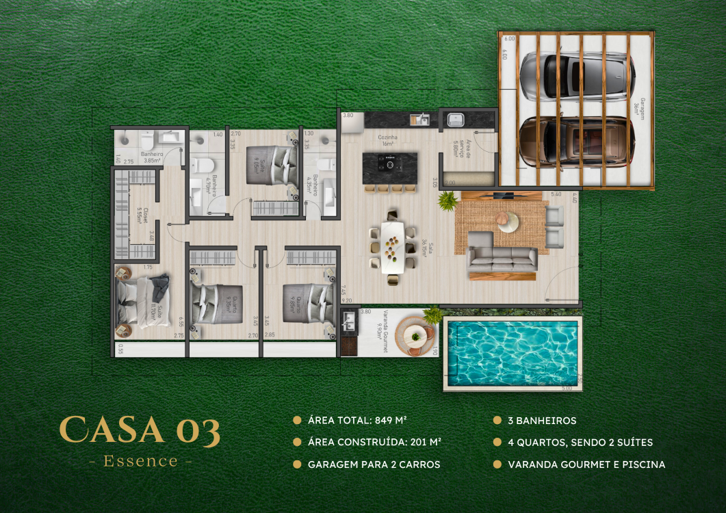 Casa em Araras à Venda com Vista para Natureza e 4 Quartos Planta Baixa